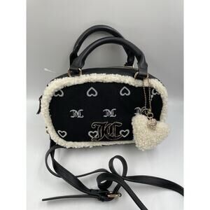 NWT Juicy Couture Snuggle Box Satchel Crossbody Black Velvet Liquorice Purse
